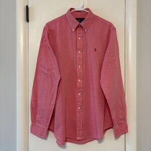 Ralph Lauren Polo Men's L/S Button-Down Chambray Oxford Shirt L Red Pony
